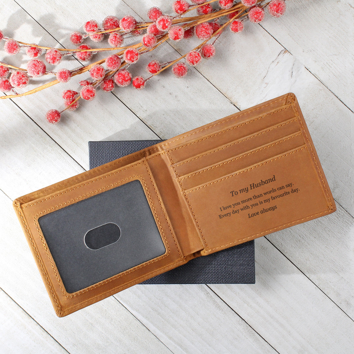 Engraved Leather Wallet – Husband