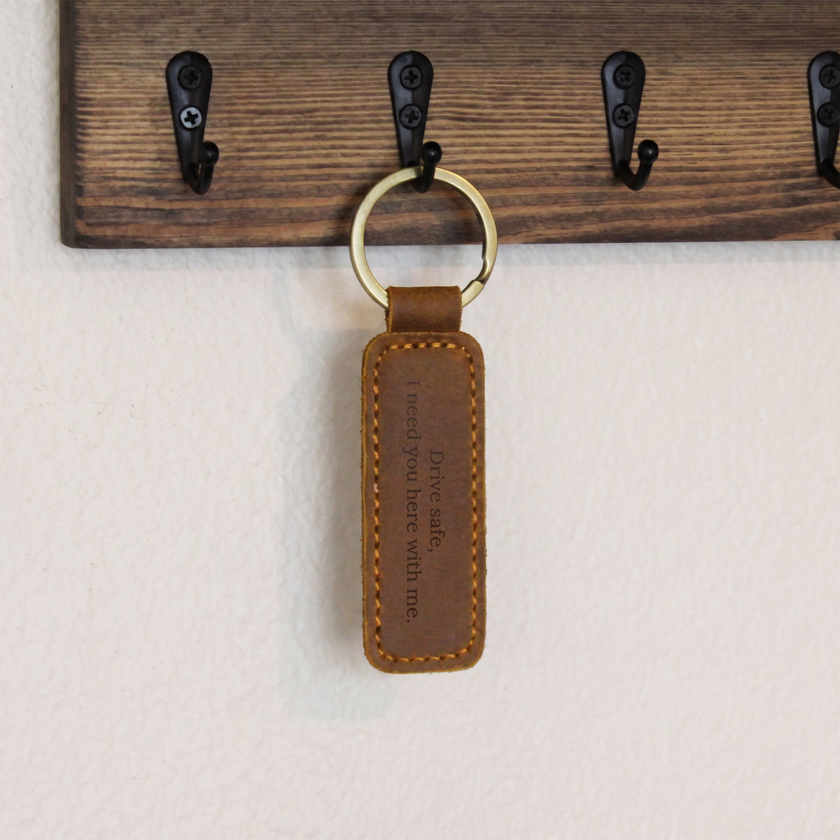 Engraved Leather Keychain – Husband