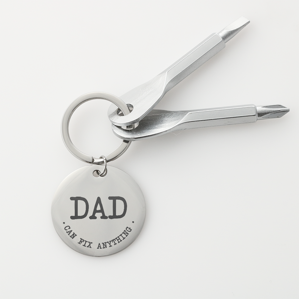 "Dad Can Fix Anything" Personalised Screwdriver Keychain