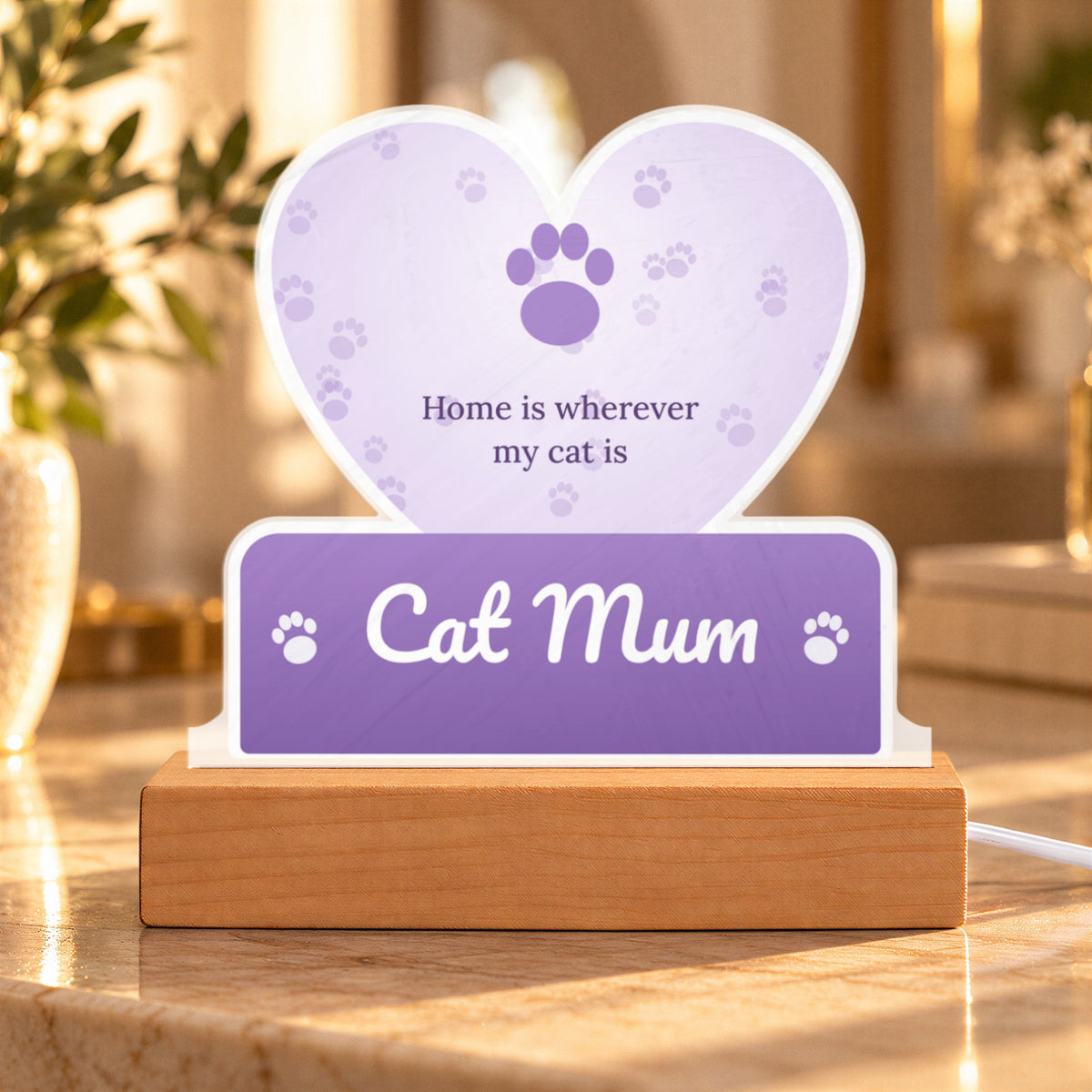 Cat Mum – Custom Cut LED Acrylic Plaque