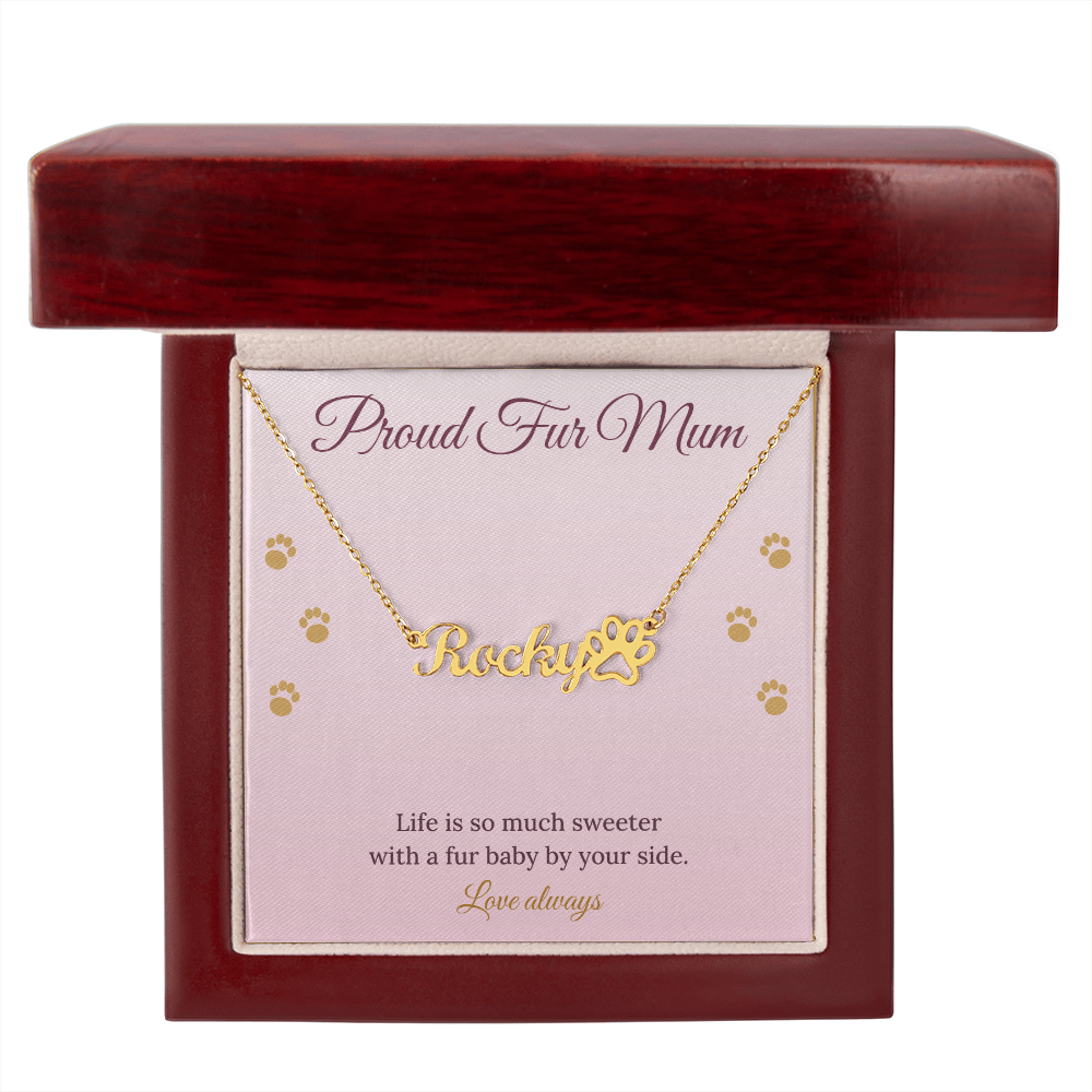 Paw Print Name Necklace – Proud Fur Mum