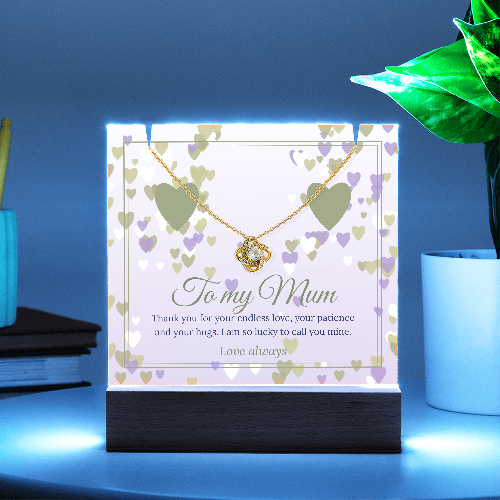 Keepsake LED Plaque & Love Knot Necklace – Mum