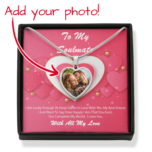 Photo Memory Heart Necklace - Soulmate - Pink Delight