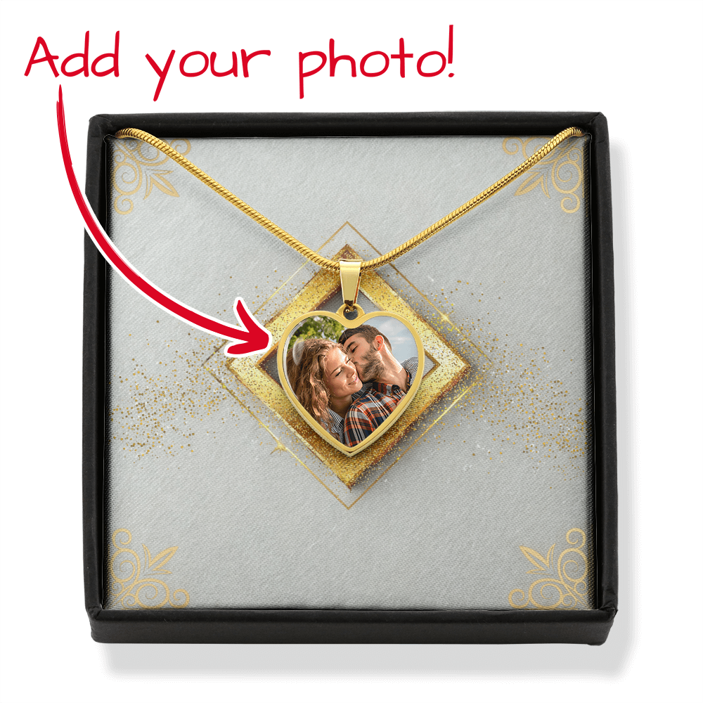Photo Memory Heart Necklace - Pastel Glitter
