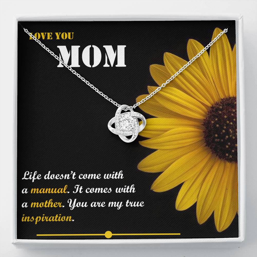 Love Knot necklace with sunflower card for Mum