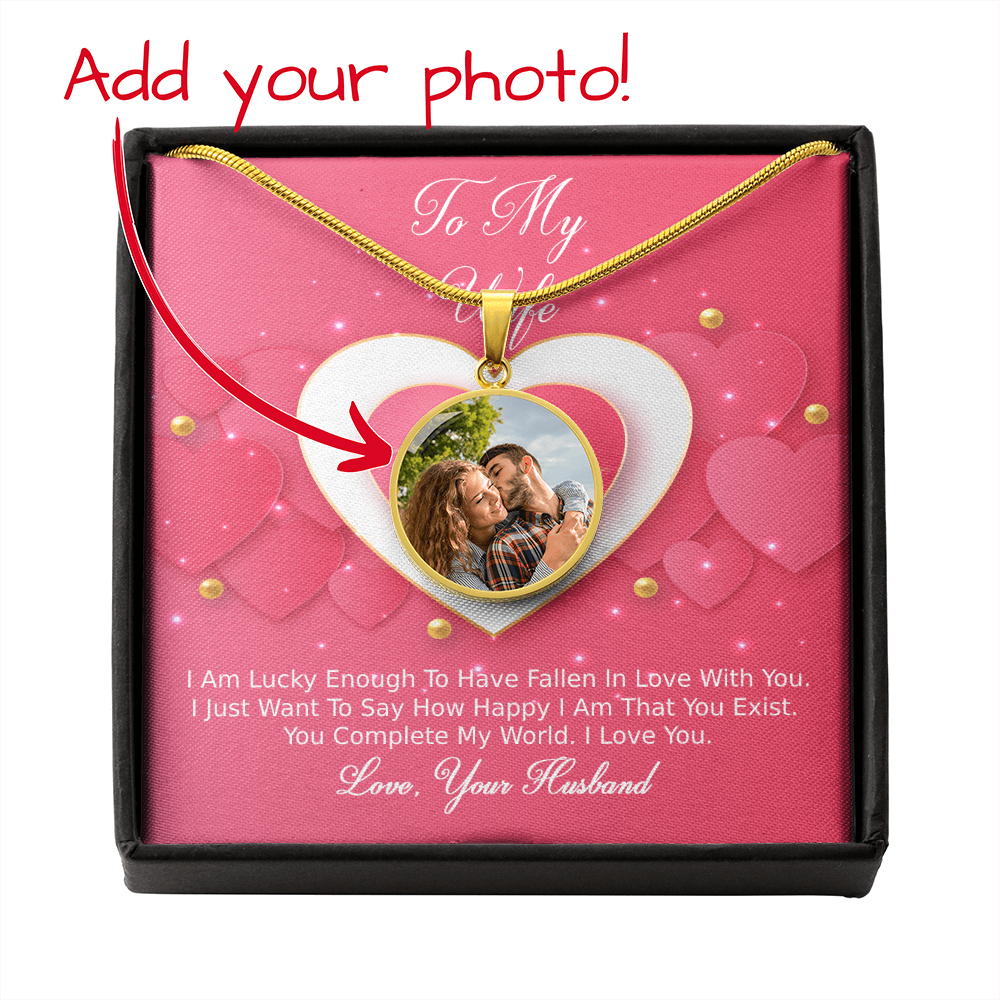 Photo Memory Circle Necklace - Wife - Pink Delight