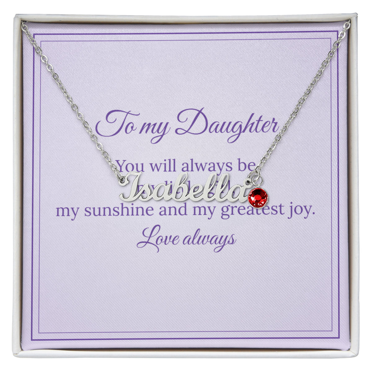 Personalised Birthstone Name Necklace – Daughter