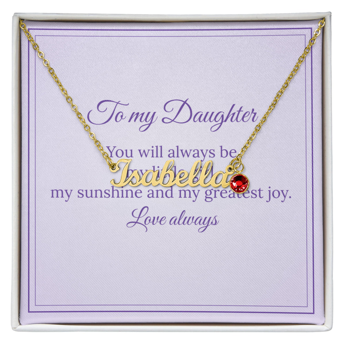 Personalised Birthstone Name Necklace – Daughter