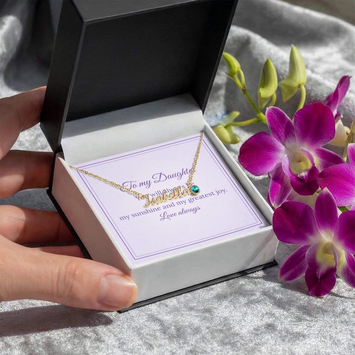 Personalised Birthstone Name Necklace – Daughter