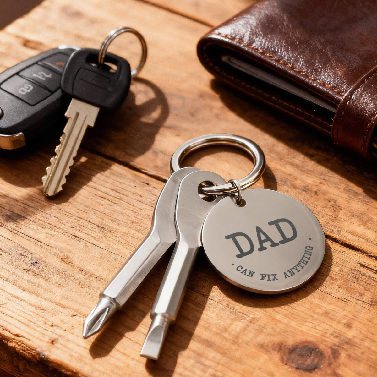 "Dad Can Fix Anything" Personalised Screwdriver Keychain