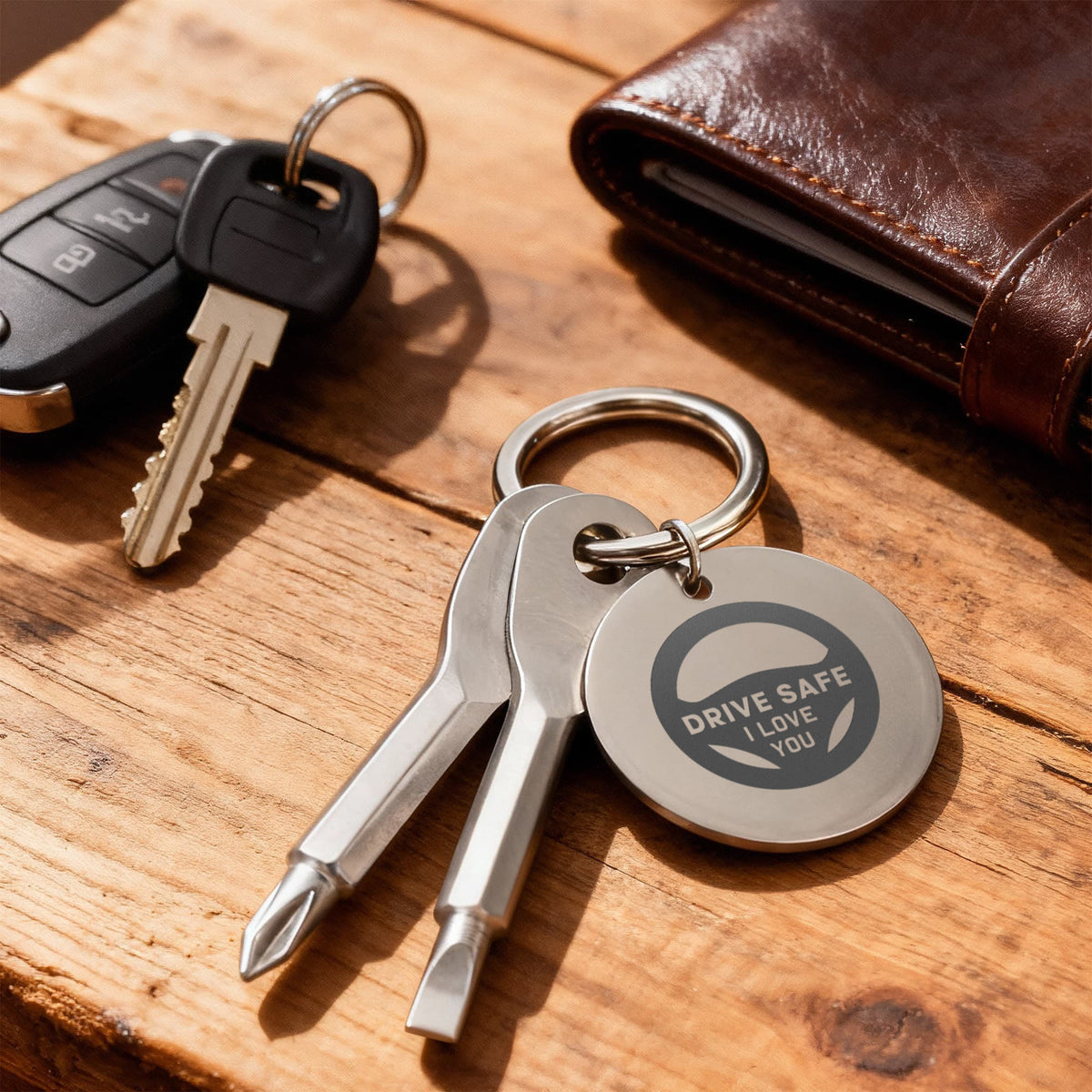 "Drive Safe, I Love You" Personalised Screwdriver Keychain