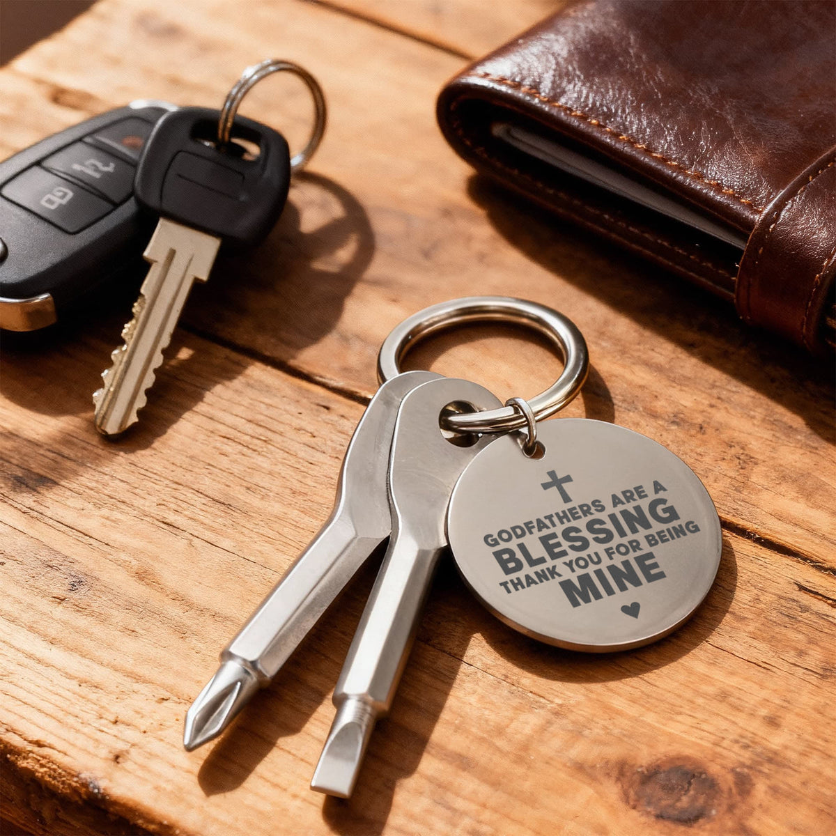 "Godfathers Are A Blessing" Personalised Screwdriver Keychain