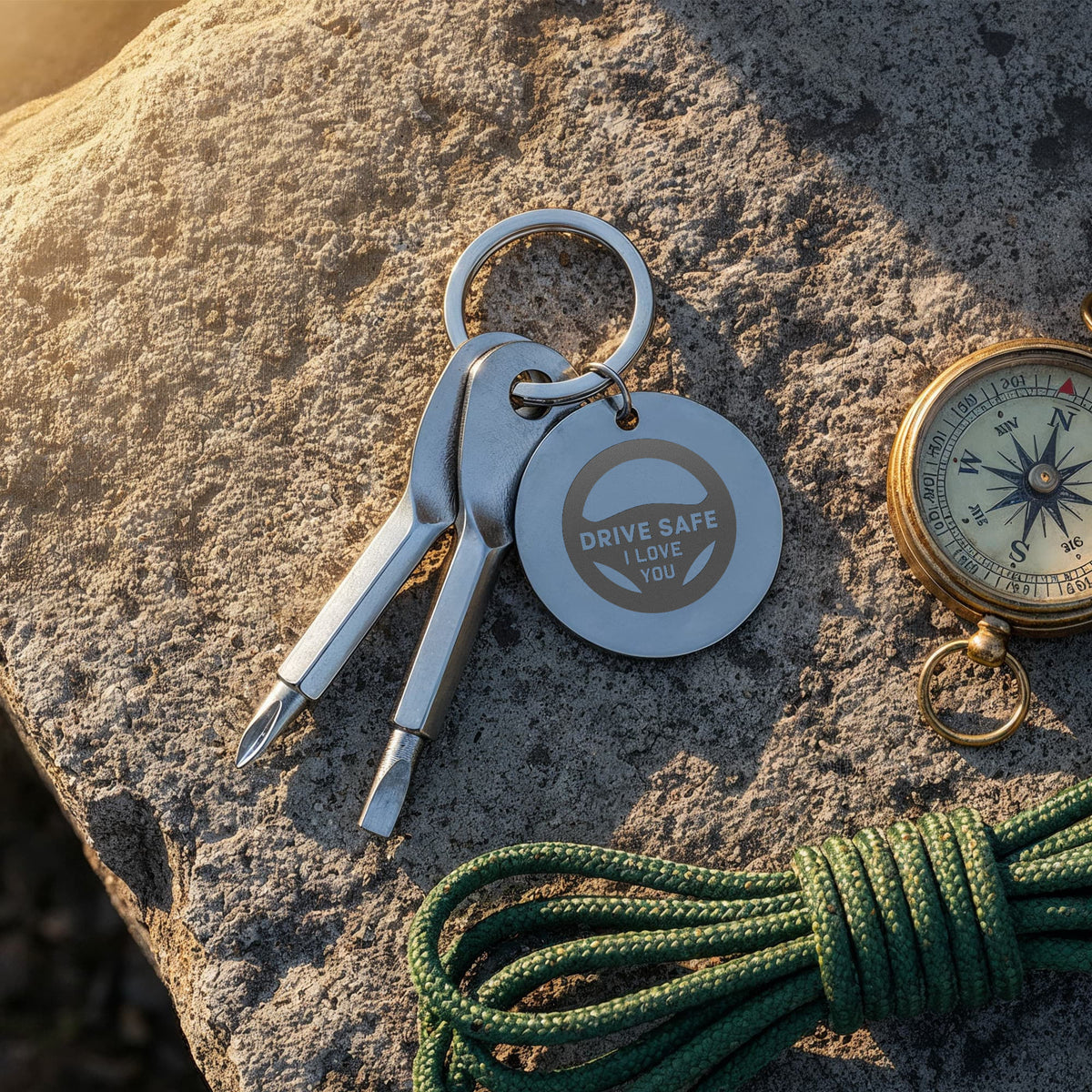 "Drive Safe, I Love You" Personalised Screwdriver Keychain