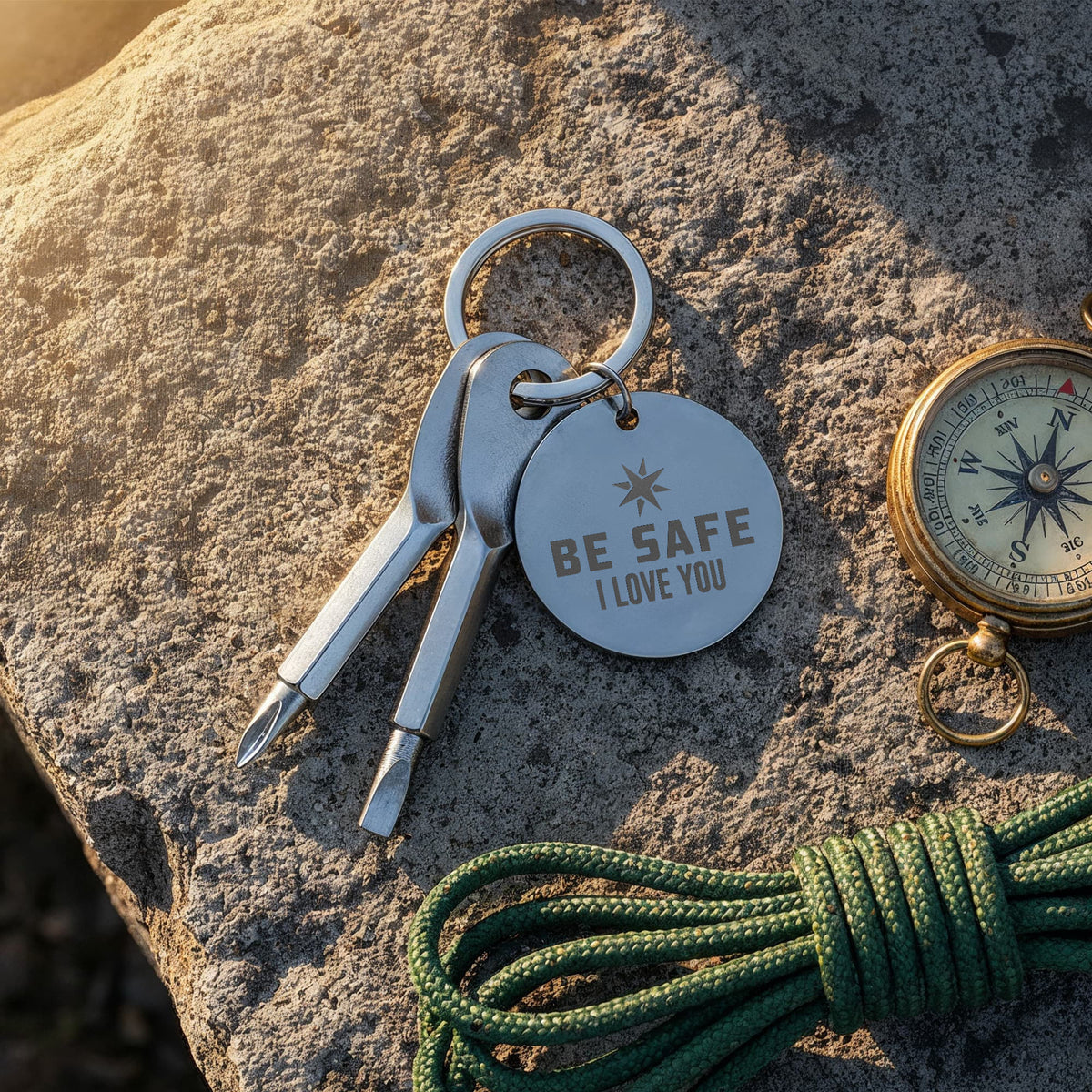 "Be Safe, I Love You" Personalised Screwdriver Keychain