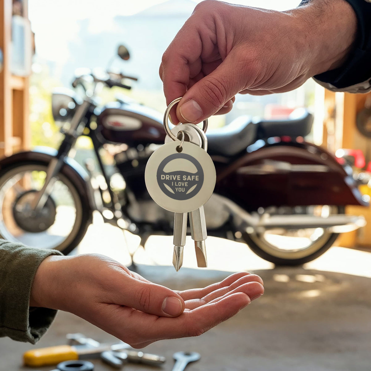 "Drive Safe, I Love You" Personalised Screwdriver Keychain