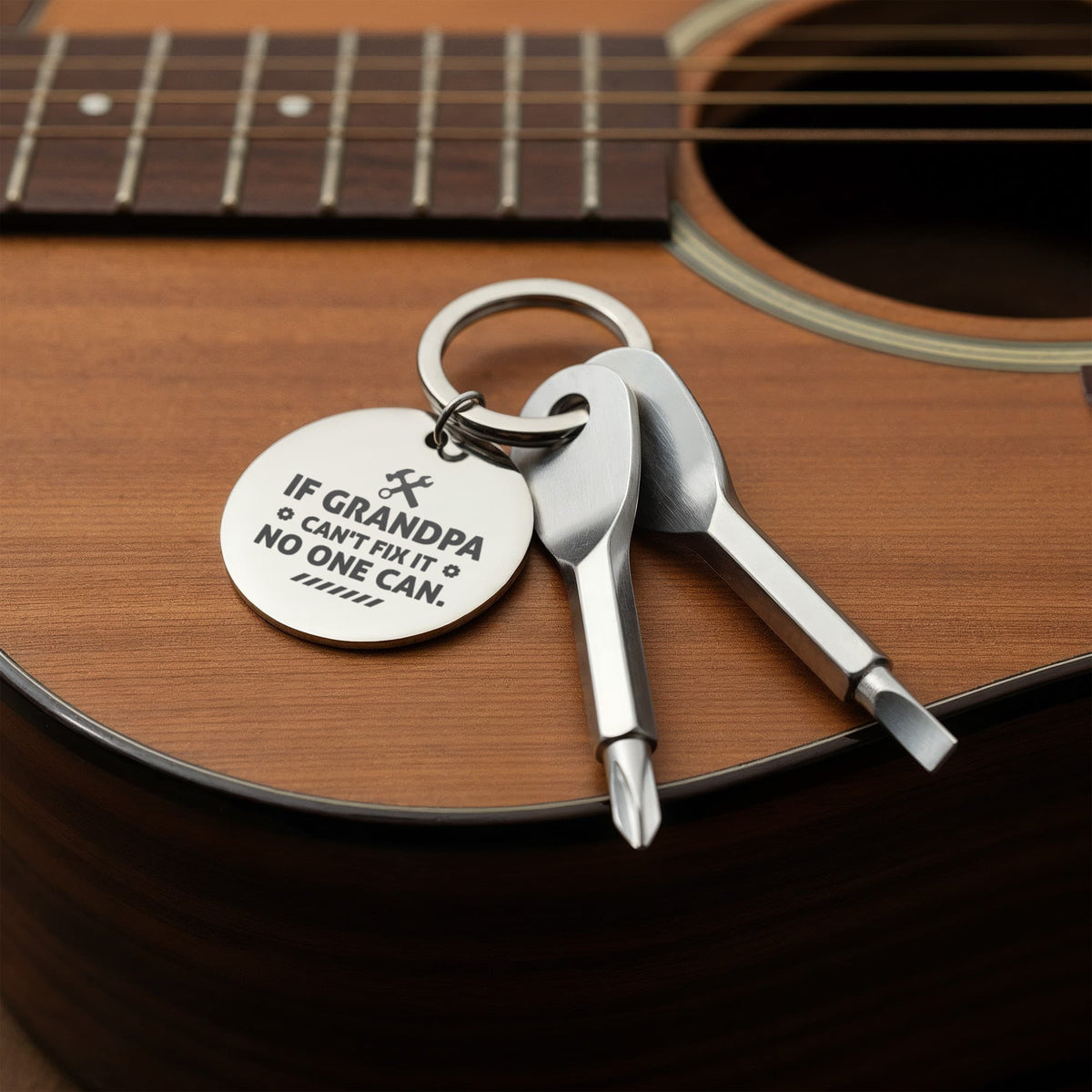 "If Grandpa Can't Fix It" Personalised Screwdriver Keychain