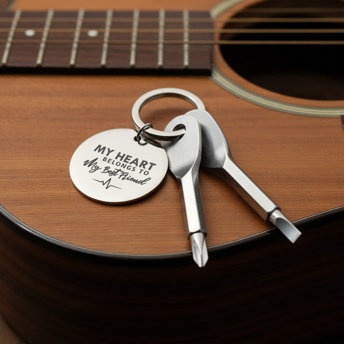 "My Heart Belongs To My Best Friend" Personalised Screwdriver Keychain
