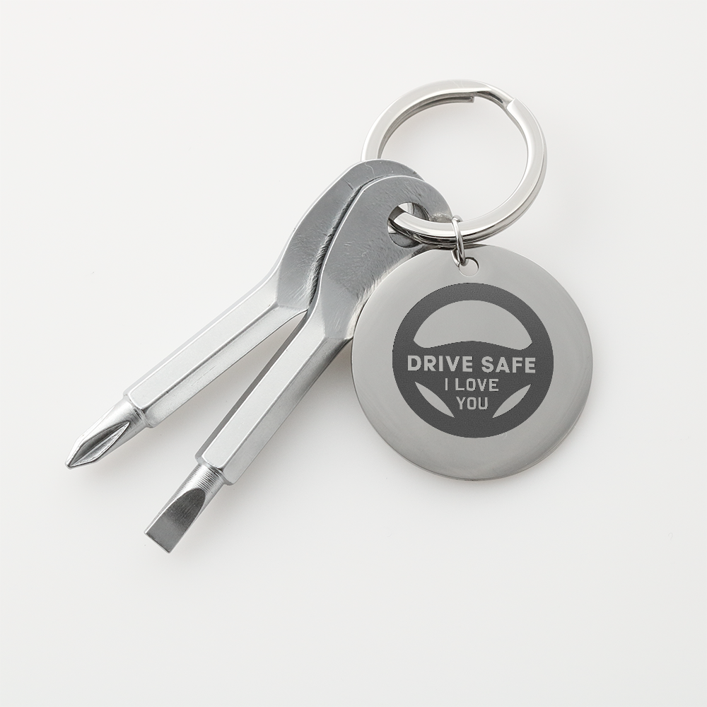 "Drive Safe, I Love You" Personalised Screwdriver Keychain