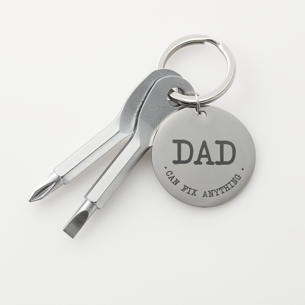 "Dad Can Fix Anything" Personalised Screwdriver Keychain