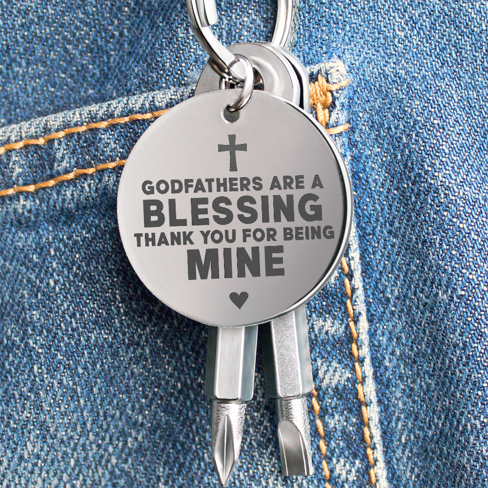 "Godfathers Are A Blessing" Personalised Screwdriver Keychain
