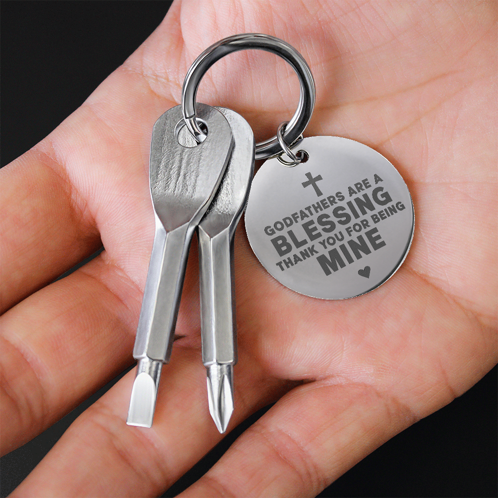 "Godfathers Are A Blessing" Personalised Screwdriver Keychain