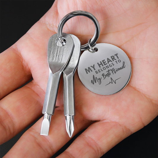 "My Heart Belongs To My Best Friend" Personalised Screwdriver Keychain