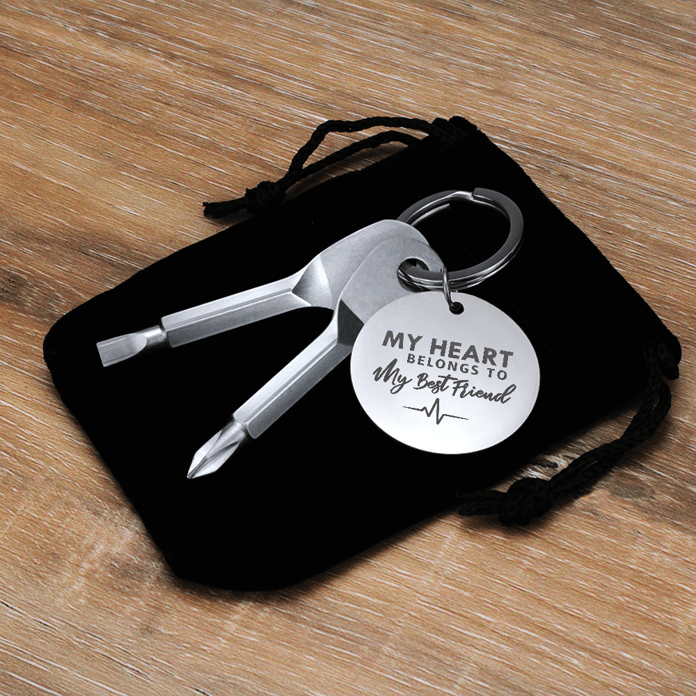 "My Heart Belongs To My Best Friend" Personalised Screwdriver Keychain