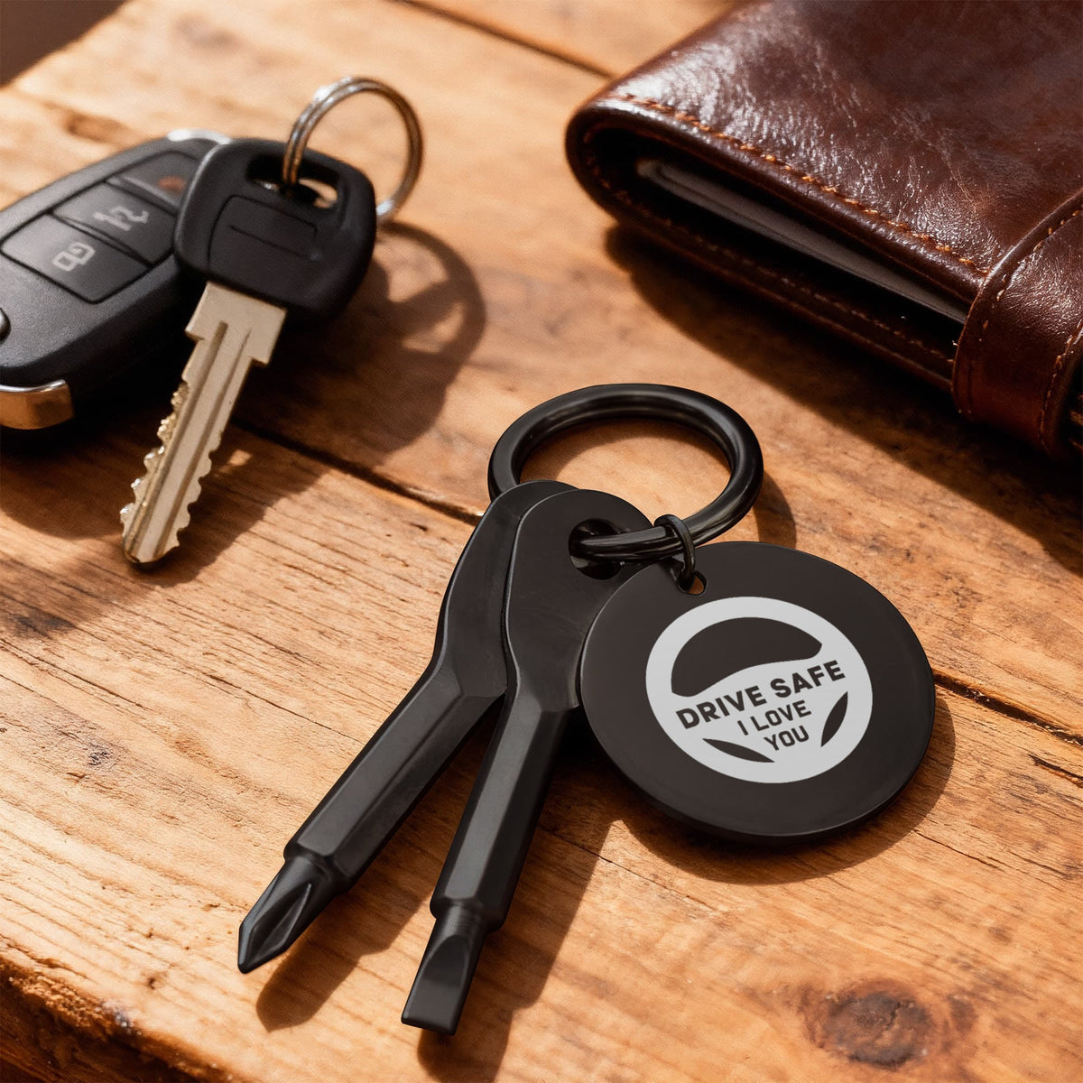 "Drive Safe, I Love You" Personalised Screwdriver Keychain