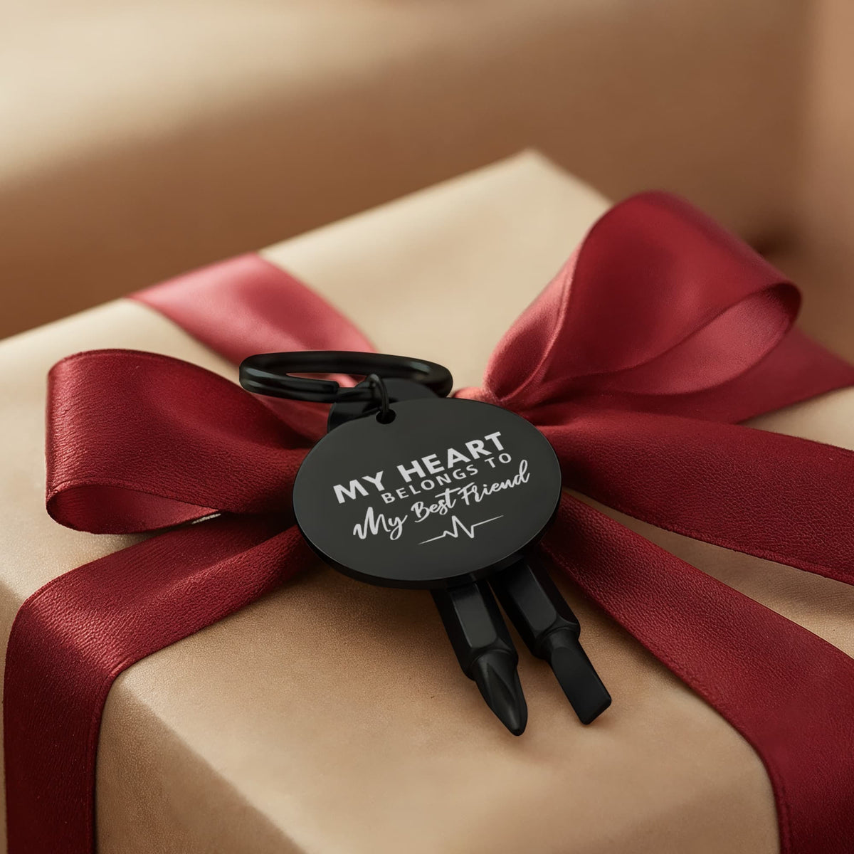 "My Heart Belongs To My Best Friend" Personalised Screwdriver Keychain