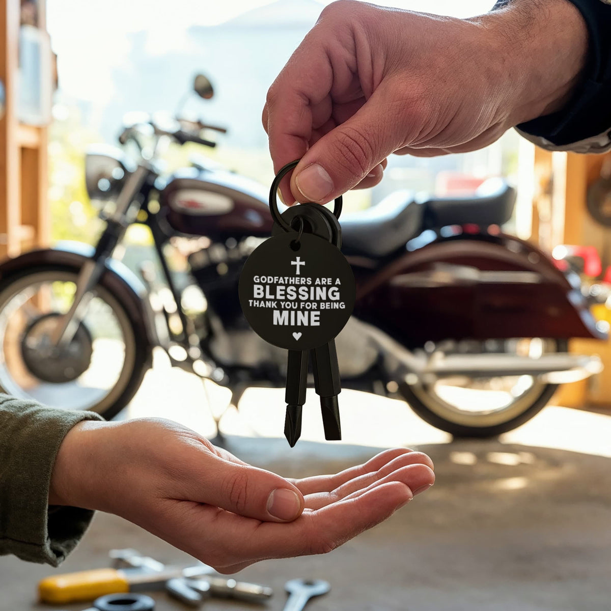 "Godfathers Are A Blessing" Personalised Screwdriver Keychain