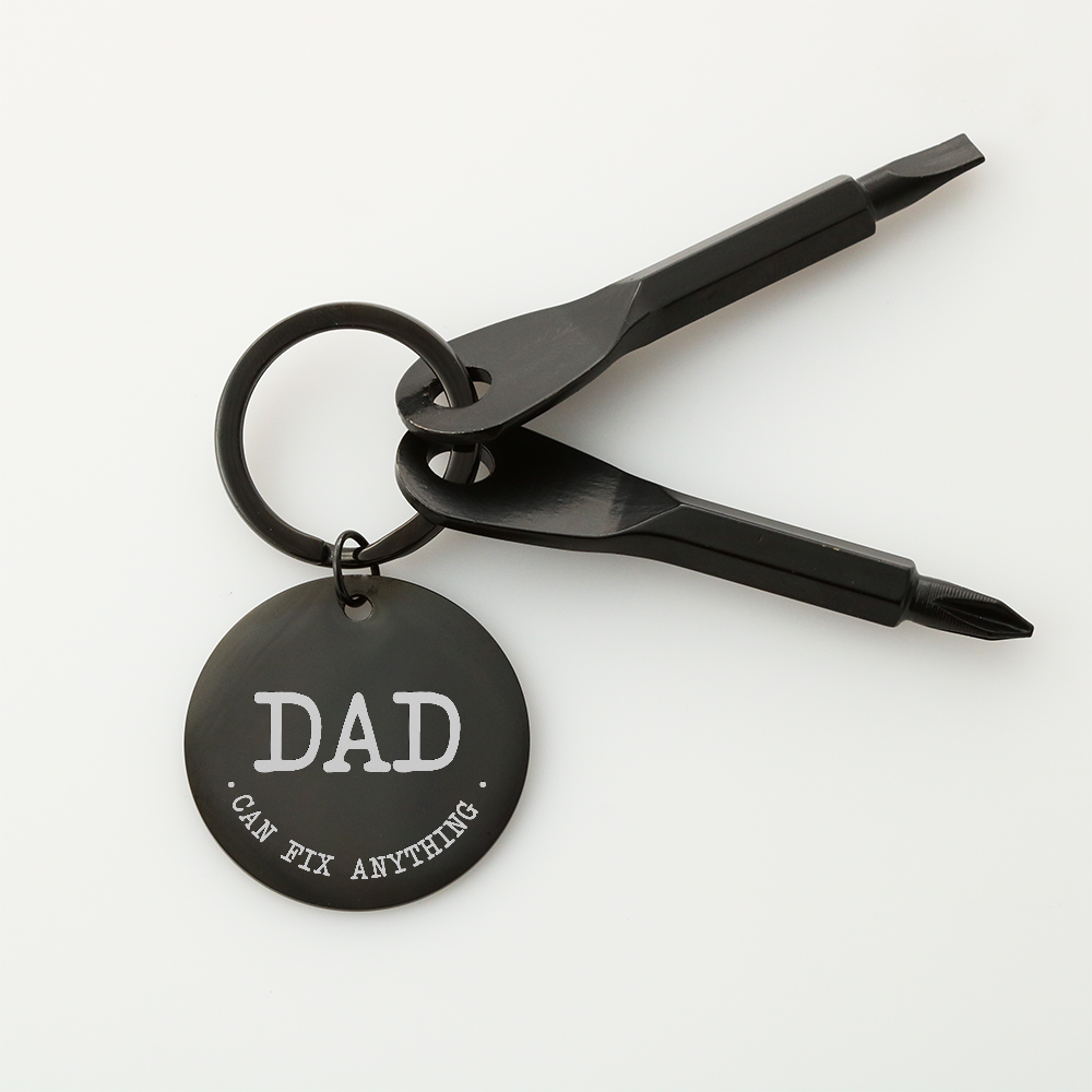 "Dad Can Fix Anything" Personalised Screwdriver Keychain
