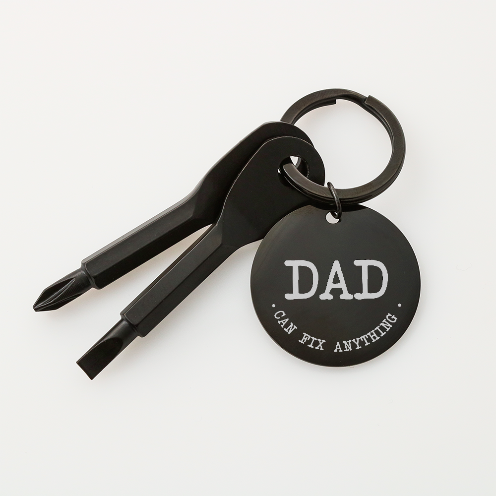 "Dad Can Fix Anything" Personalised Screwdriver Keychain