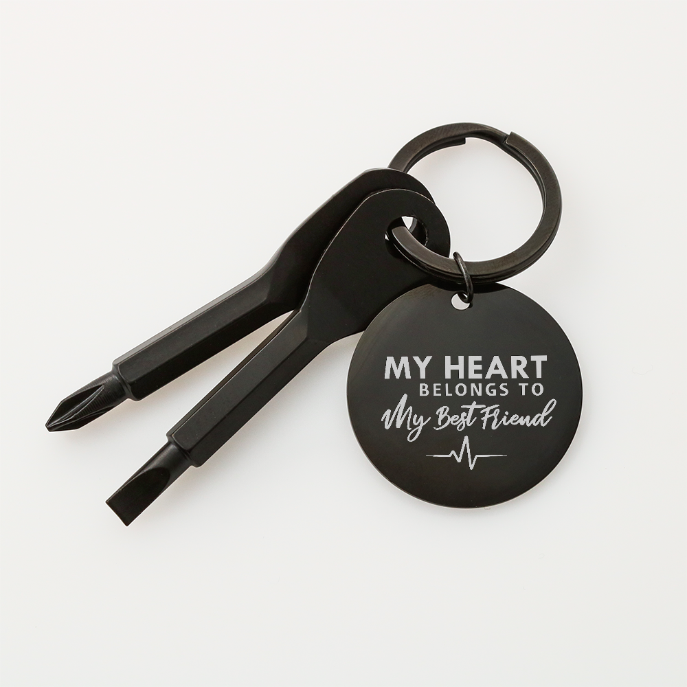 "My Heart Belongs To My Best Friend" Personalised Screwdriver Keychain