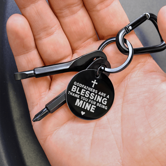 "Godfathers Are A Blessing" Personalised Screwdriver Keychain
