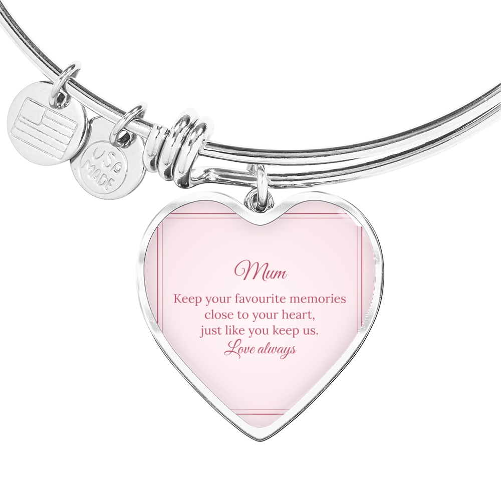 Photo Heart Bangle – Mum