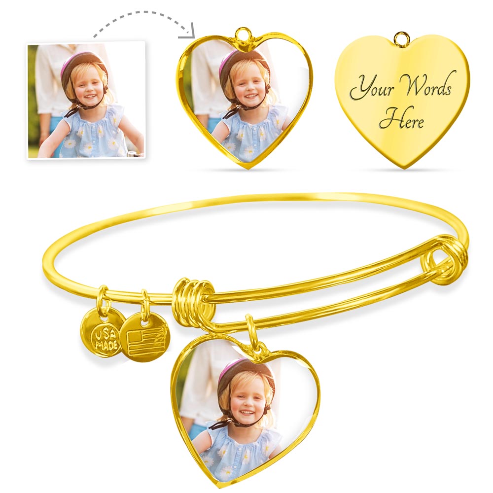 Photo Heart Bangle – Mum