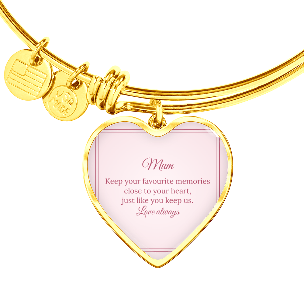 Photo Heart Bangle – Mum