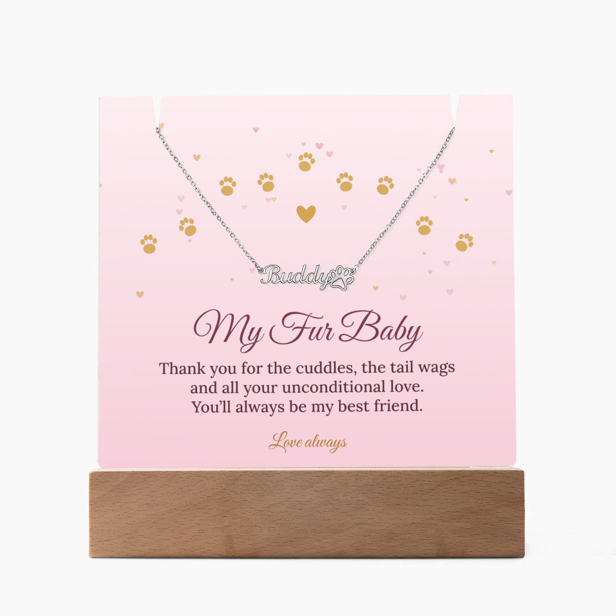 Keepsake LED Plaque & Paw Print Name Necklace – My Fur Baby