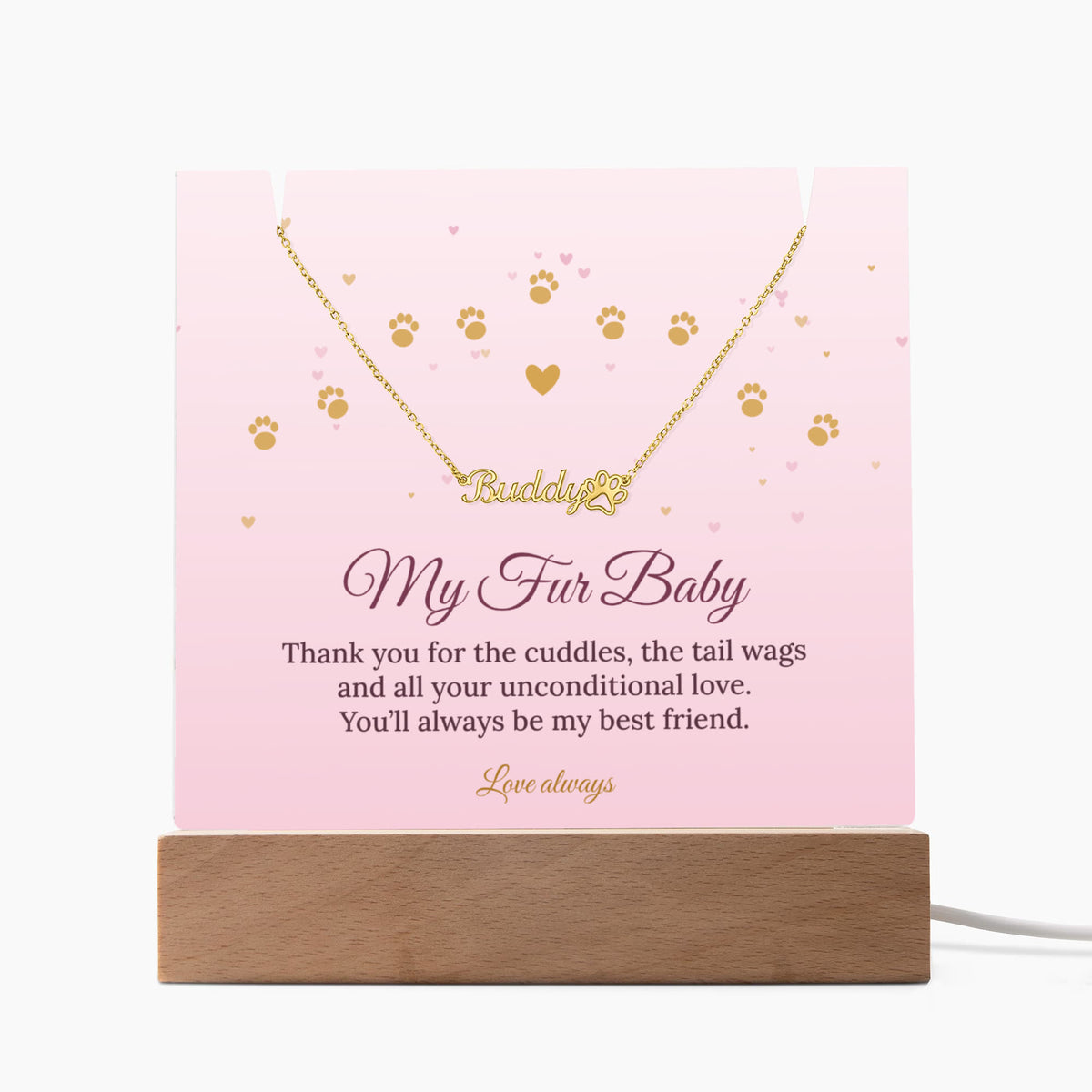 Keepsake LED Plaque & Paw Print Name Necklace – My Fur Baby