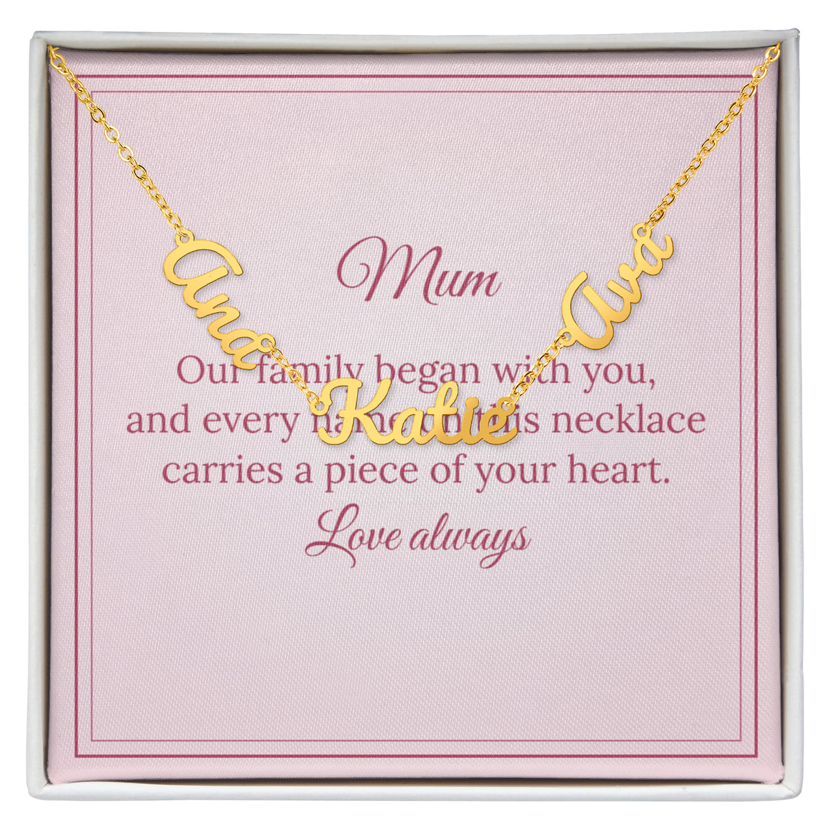 Personalised Family Name Necklace – Mum