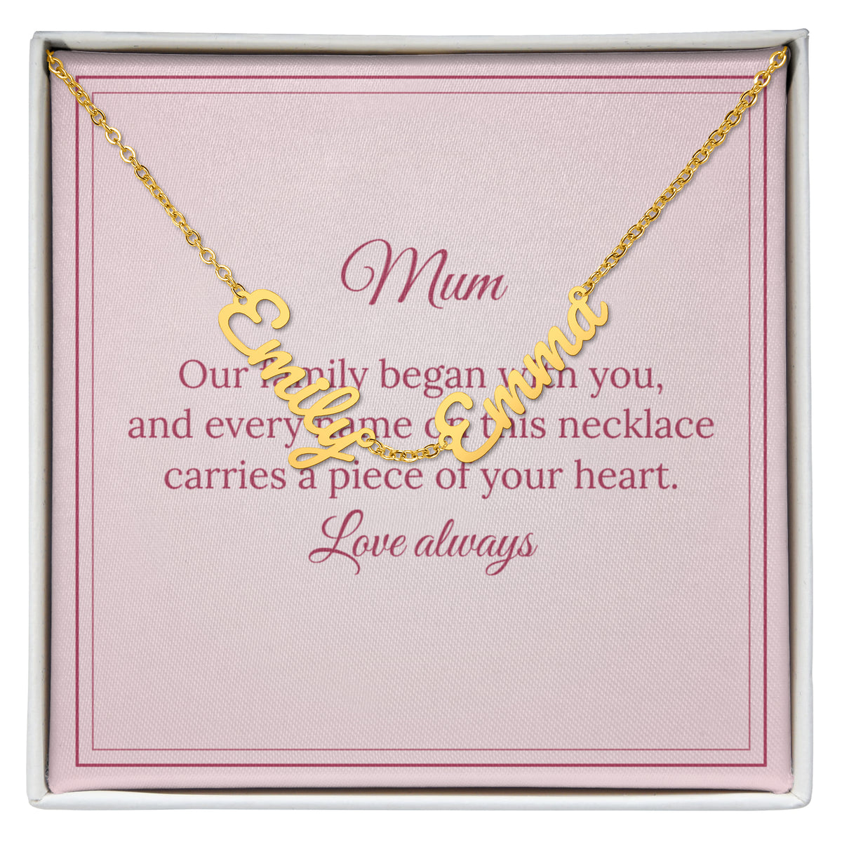 Personalised Family Name Necklace – Mum