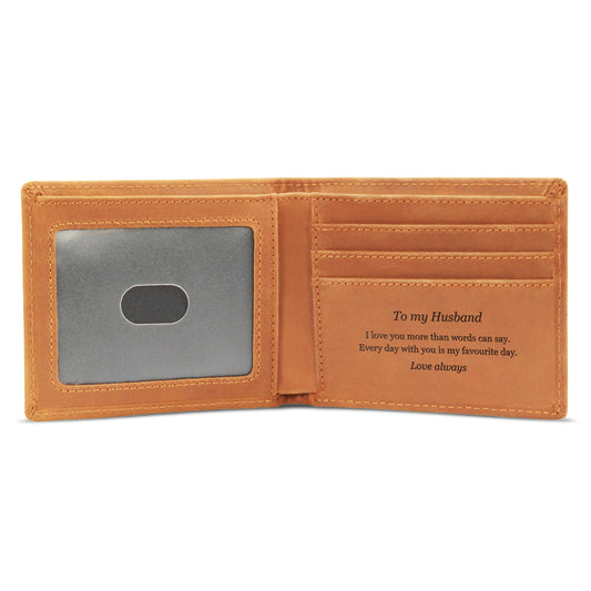 Engraved Leather Wallet – Husband
