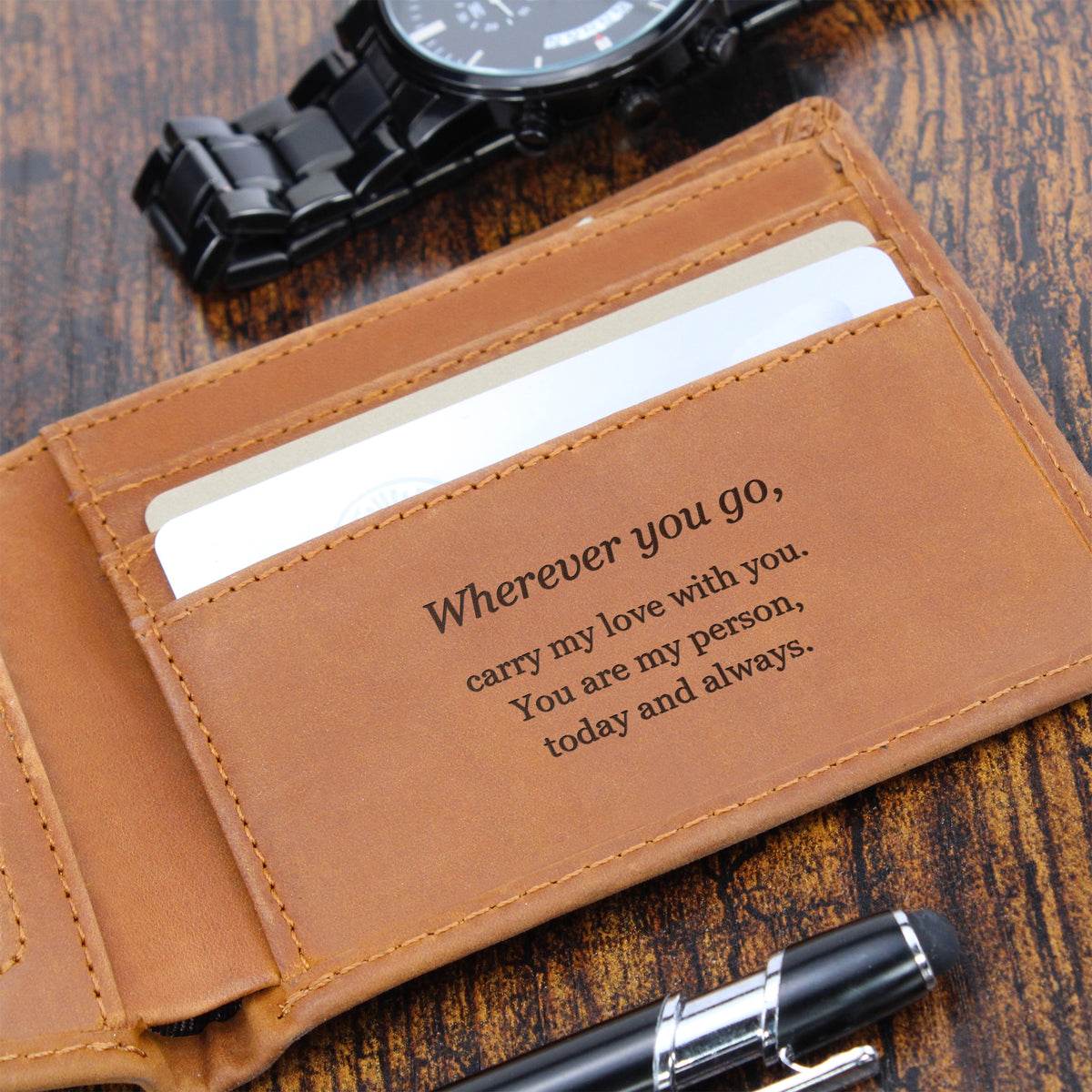 Engraved Leather Wallet – Partner