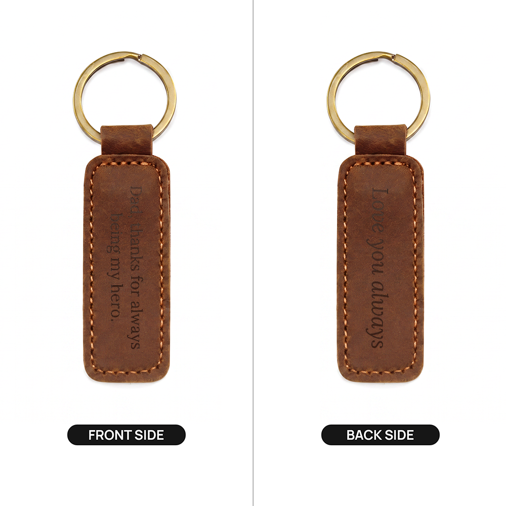 Engraved Leather Keychain – Dad