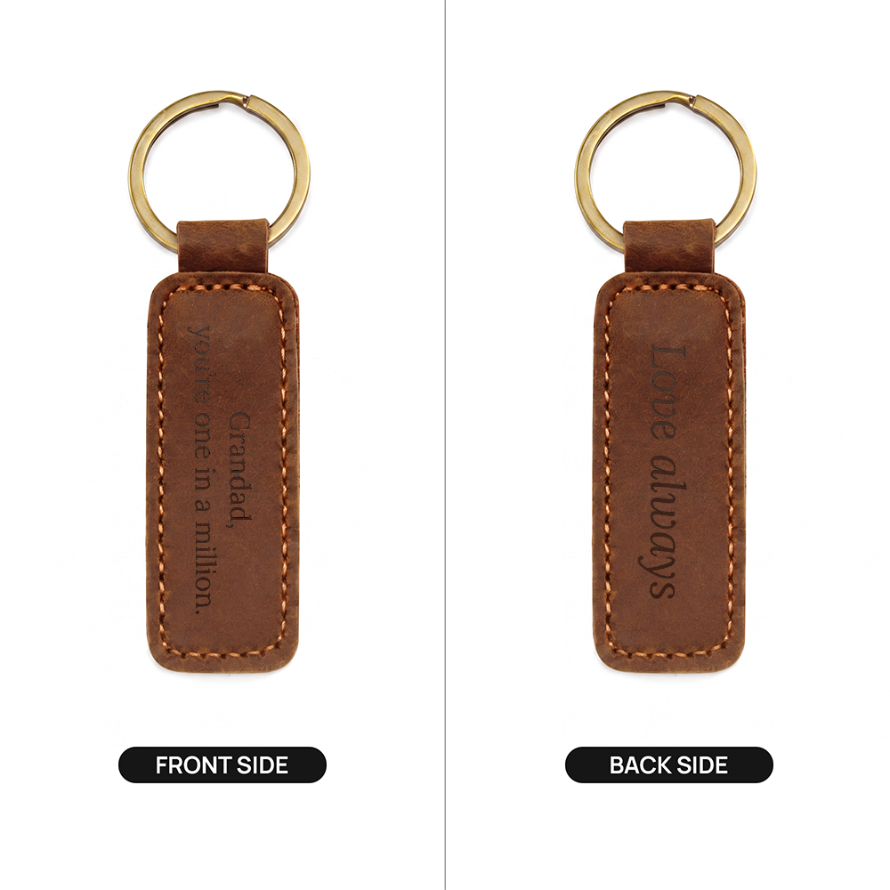 Engraved Leather Keychain – Grandad