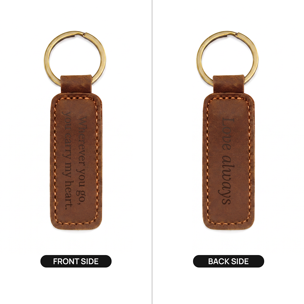 Engraved Leather Keychain – Son