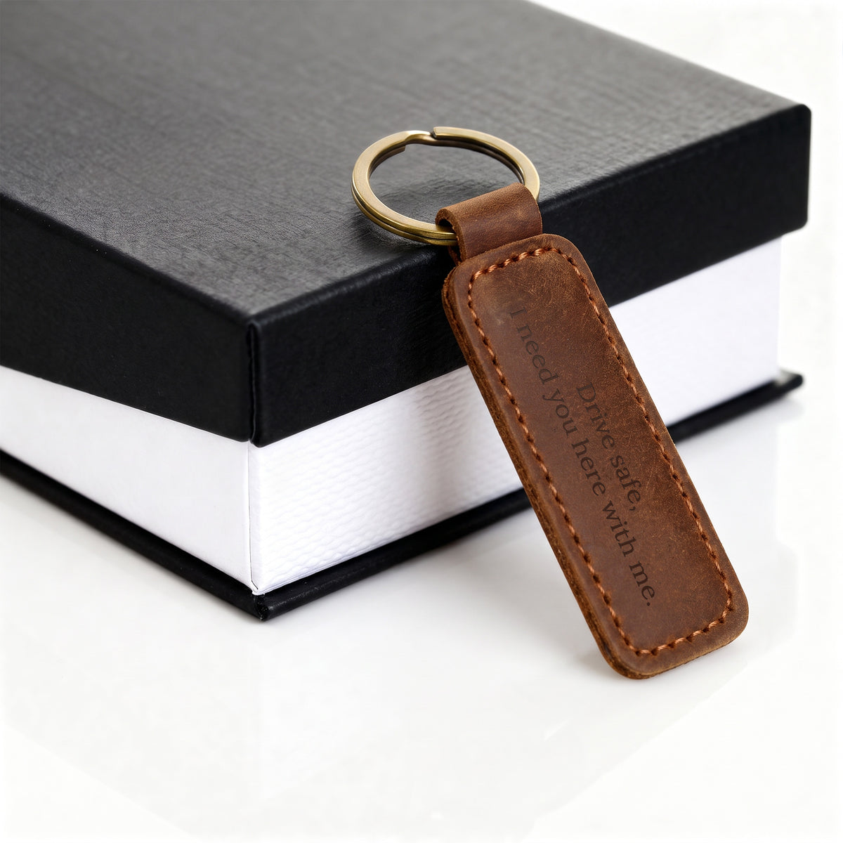 Engraved Leather Keychain – Husband