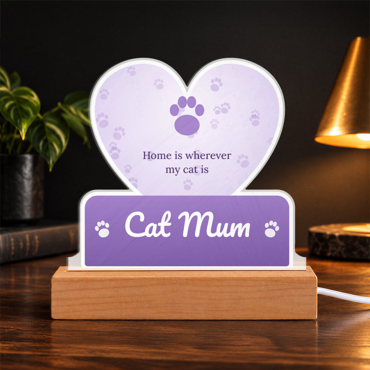Cat Mum – Custom Cut LED Acrylic Plaque