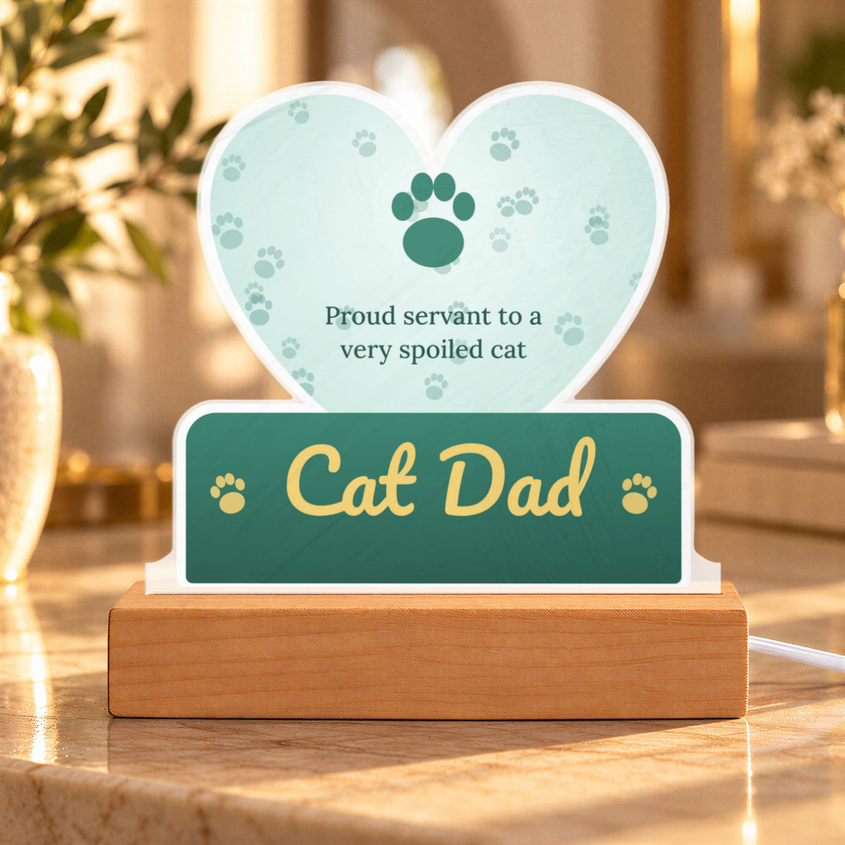 Cat Dad – Custom Cut LED Acrylic Plaque