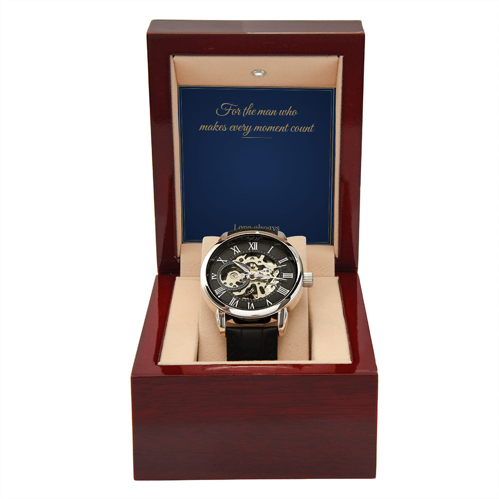 Men's Automatic Openwork Watch – Luxury Gift Box